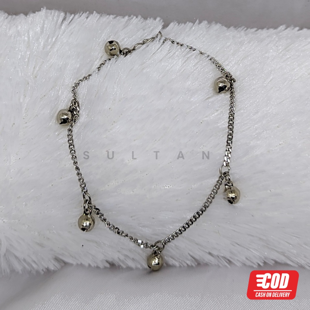 GELANG KAKI GELANG TANGAN MONEL STAINLESS ANTI KARAT MOTIF RANTAI HALUS