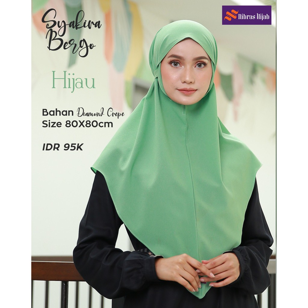 NIBRAS HIJAB SYAKIRA BERGO BAHAN DIAMOND CREPE HIJAB INSTANT BERGO POLOS MUSLIMAH