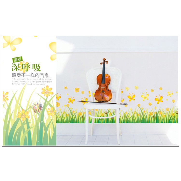 RELIZA WALL STICKER RUMPUT HIJAU BUNGA KUNING GRASS YELLOW FLOWER STIKER DINDING AY7211