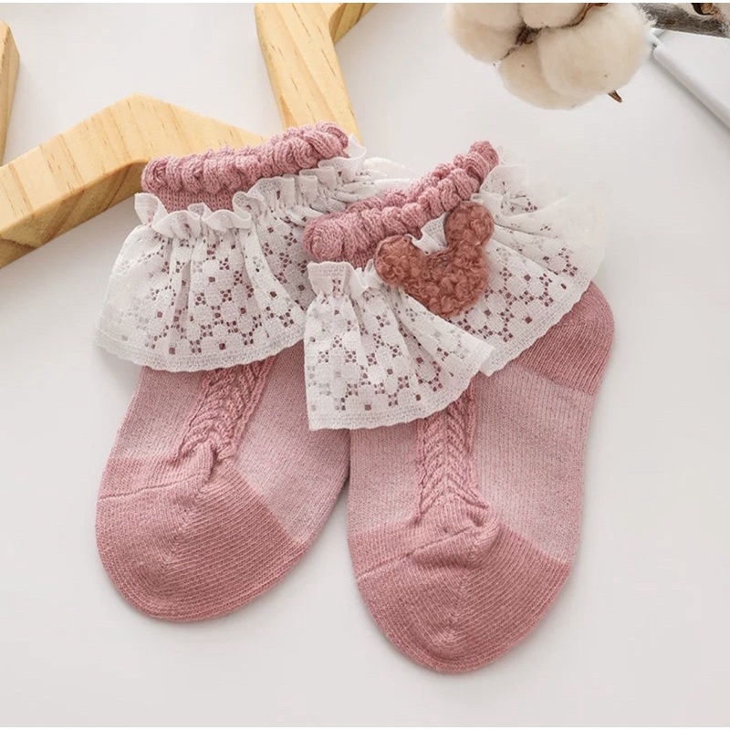 Kaos Kaki Anak Bayi Balita Perempuan Renda MIC*KEY Ruffle Putih / Baby Kids Socks