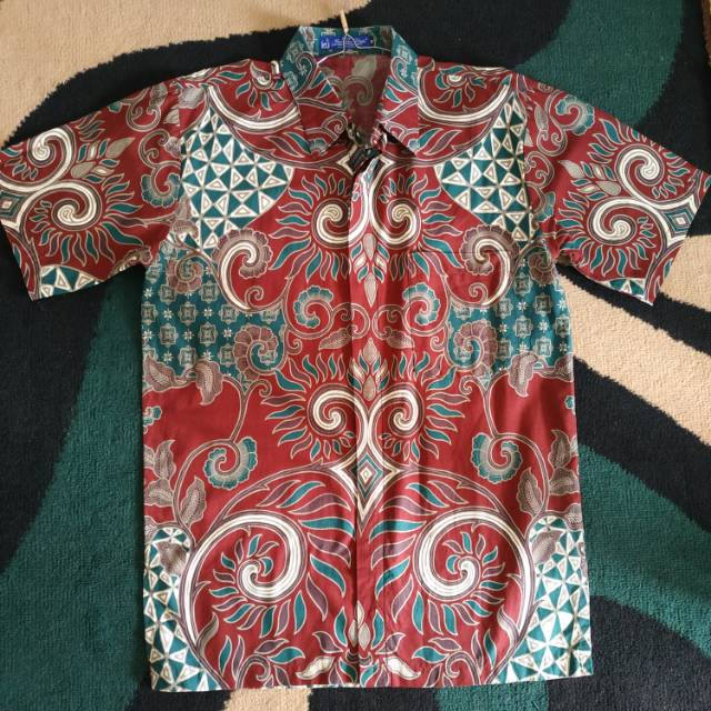 Pl Kemeja Batik Pria Kencana Ungu Label Biru Shopee Indonesia