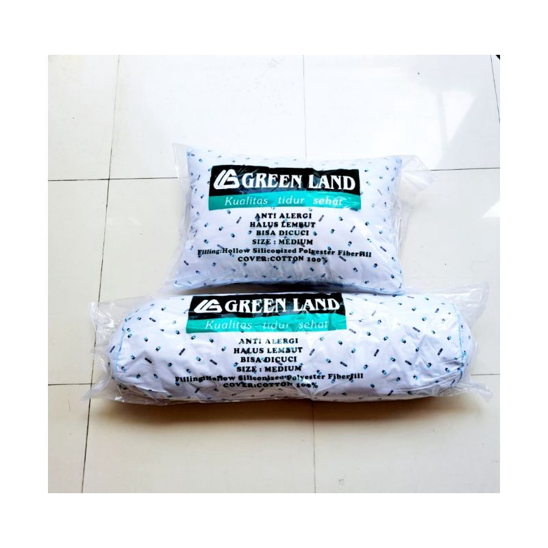 Bantal dan guling Green Land Paket1 Bantal kepala dan 1 guling Green land