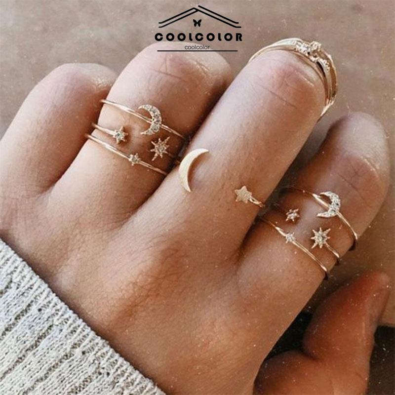 COD Cincin Starburst 7PCS Cincin Knuckle Pernikahan Wanita Vintage Kreatif- cl