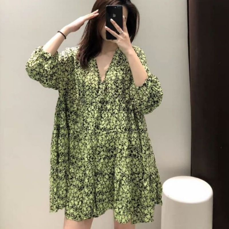 dress big size bigsize jumbo oversize xxxl import korean style / dress bunga flower floral garden im