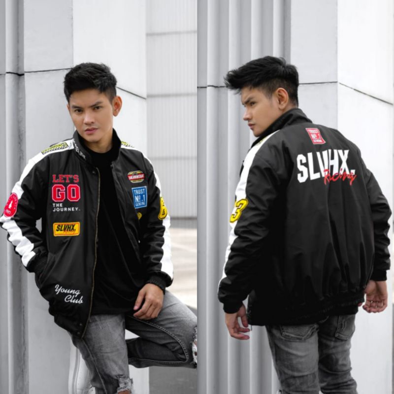 SOUTHWEEK | Nascar Jacket Motowear Racing Addiction - Jaket Motor Pria/Wanita-Full hitam 001