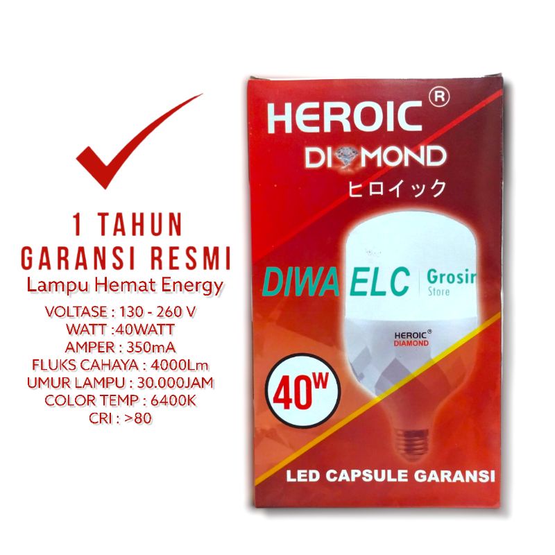 Bohlam Lampu Led Bulb Kapsul 40 Watt HEROIC DIAMOND