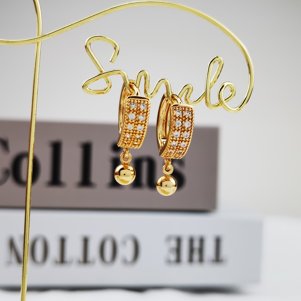 Y139 Anting Wanita Titanium Korea Dewasa Jepit Emas Berlian Anti Karat Anti Luntur-2