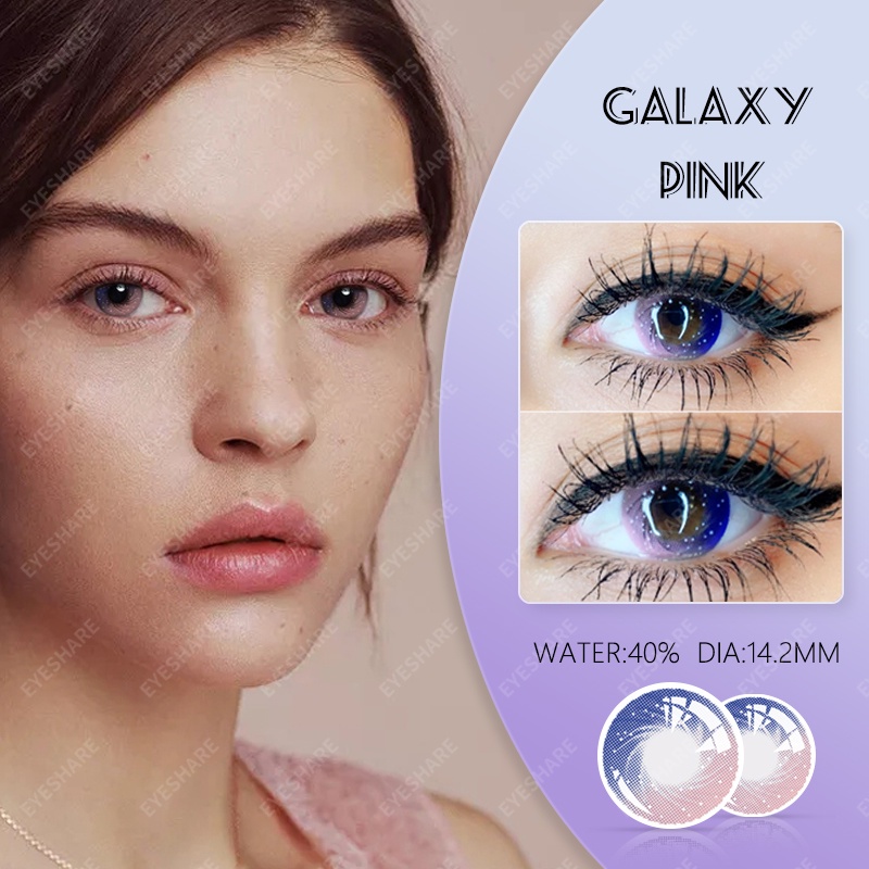 （COD）Seri GALAXY PURPLR /  GEM BLUE 1 pasang lensa kontak warna diameter 14.2 MM softlens dubai pink gray blue mata yang besar warna gradien softlens Fashion Import Premium soflen mata soflent soflen normal