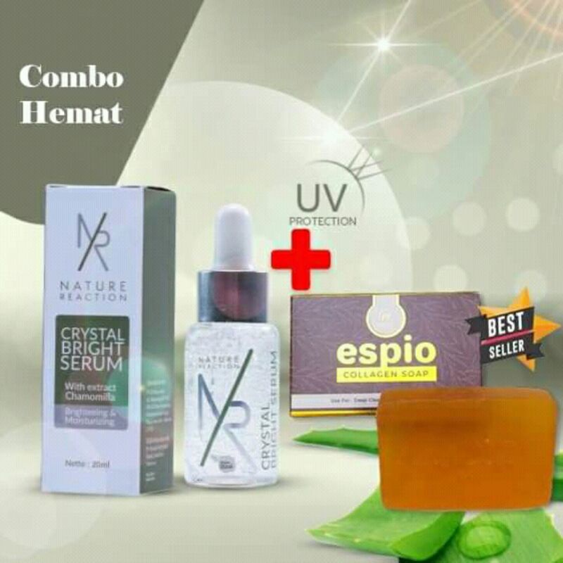 Paket Glowing Serum Nr Nature Reaction dan sabun Espio Collagen soap