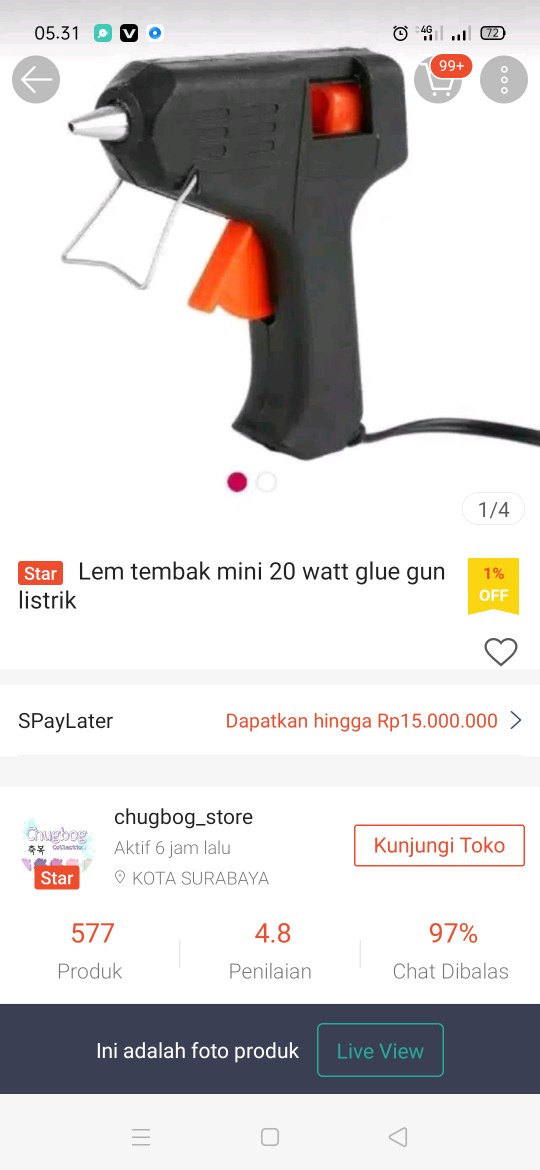 Lem Tembak Mini 20 Watt Glue Gun Listrik
