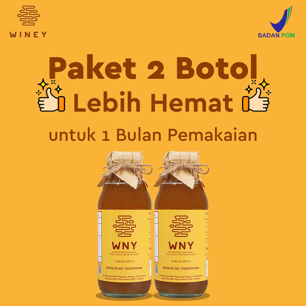 WNY 350 ml | PAKET 1 BULAN 2 BOTOL | Winey Healthy Drink  | BPOM | HALAL | UNTUK GERD, DIET, PENURUN BERAT BADAN, INSOMNIA, ASAM LAMBUNG, DETOKS, BATUK, FLU, RADANG TENGGOROKAN | BERGARANSI