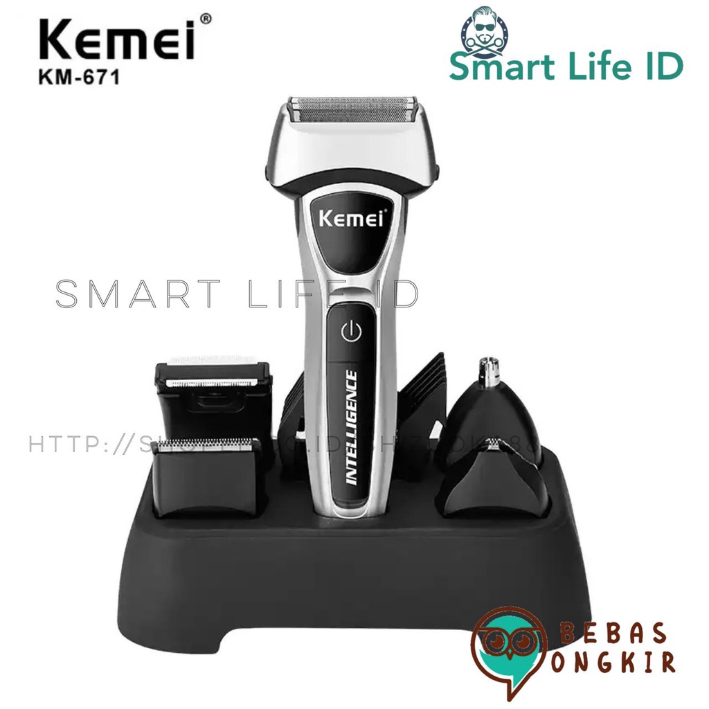 Kemei Alat Cukur Rambut Multifungsi Hair Clipper Grooming Kit Serbaguna Mesin Cukuran Jenggot Kumis Bulu Hidung Rambut KM 671