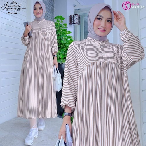 Jawani Dress Salur Cocok Untuk Ke Kantor / Dress Casual/ Baju Kampus / Baju Arisan / Midi Dress / Gamis Midi / OOTD Kekinian / Dress Terbaru / Dress Cantik / Shinta Dress / Jawani Dress