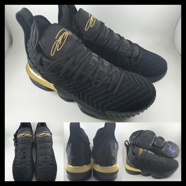 Sepatu Basket Nike Lebron 16 Xvi Low I'M King Black Gold Hitam
