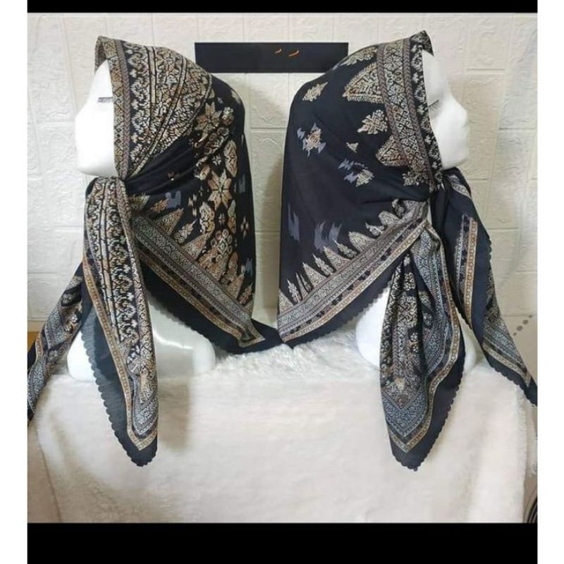 hijab voal segiempat motif songket/hijab denay bahan voal/hijab segiempat motif songket