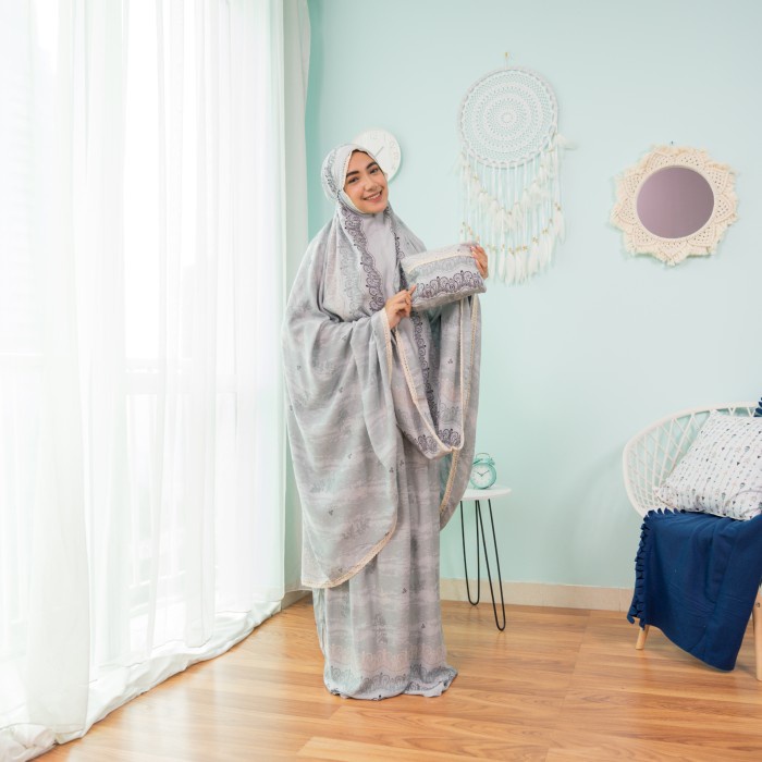 Mukena Zianisa Border Fairuz Grey Allsize
