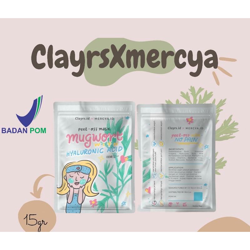 (FREE GIFT)MASKER WAJAH BPOM PEEL OFF MASK MUGWORT CLAYRS X MERYCA