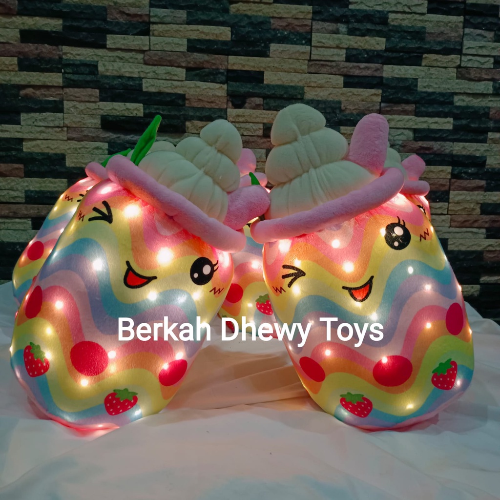 BonekaLED/ Boba LED/Bantal Boba/Boba Ice Cream Rainbow Jumbo Ukuran Segalon Bahan Lembut