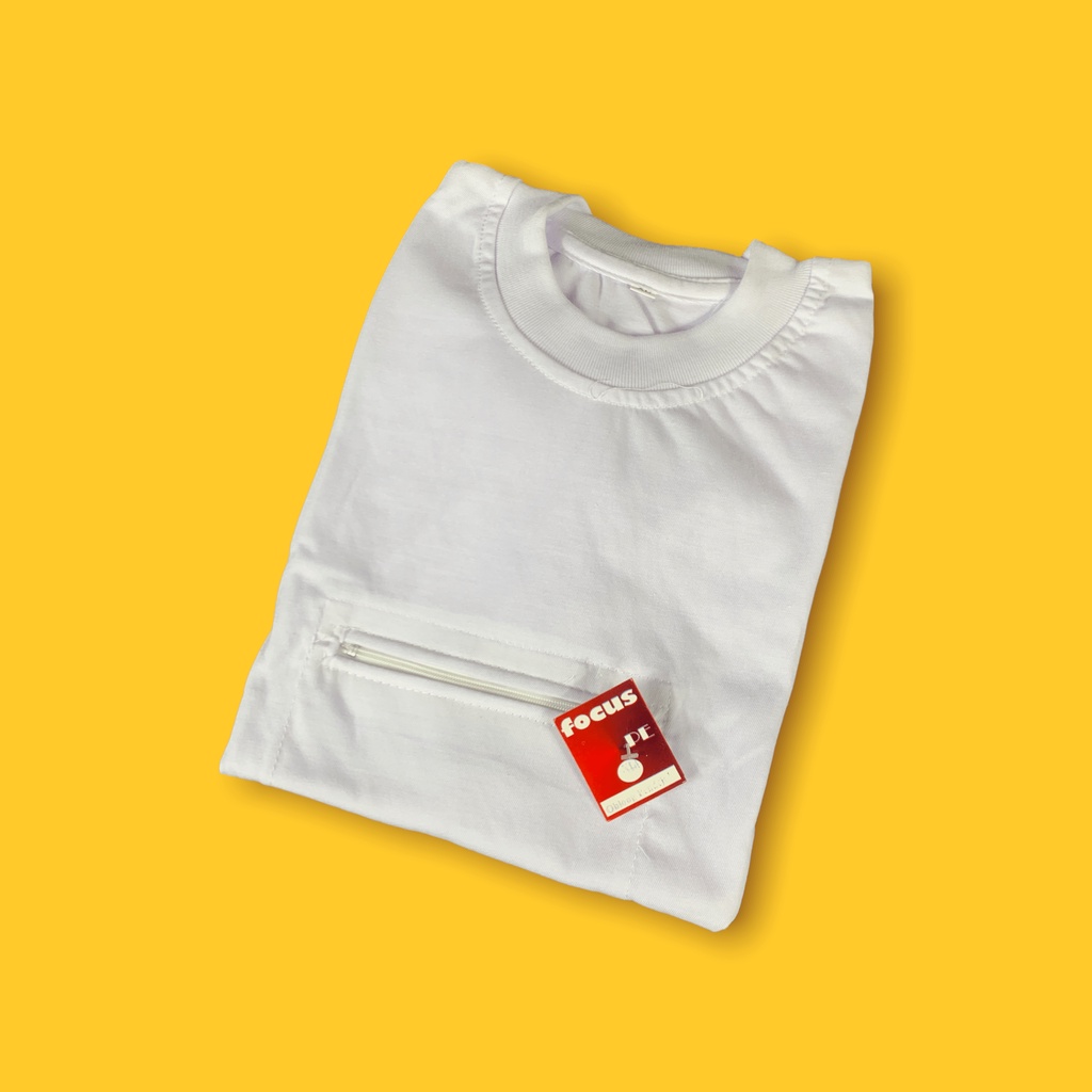 Kaos Dalam Haji Pria Lengan Pendek Focus K3 / Saku Kancing Exclusive - Perlengkapan Umroh Pria