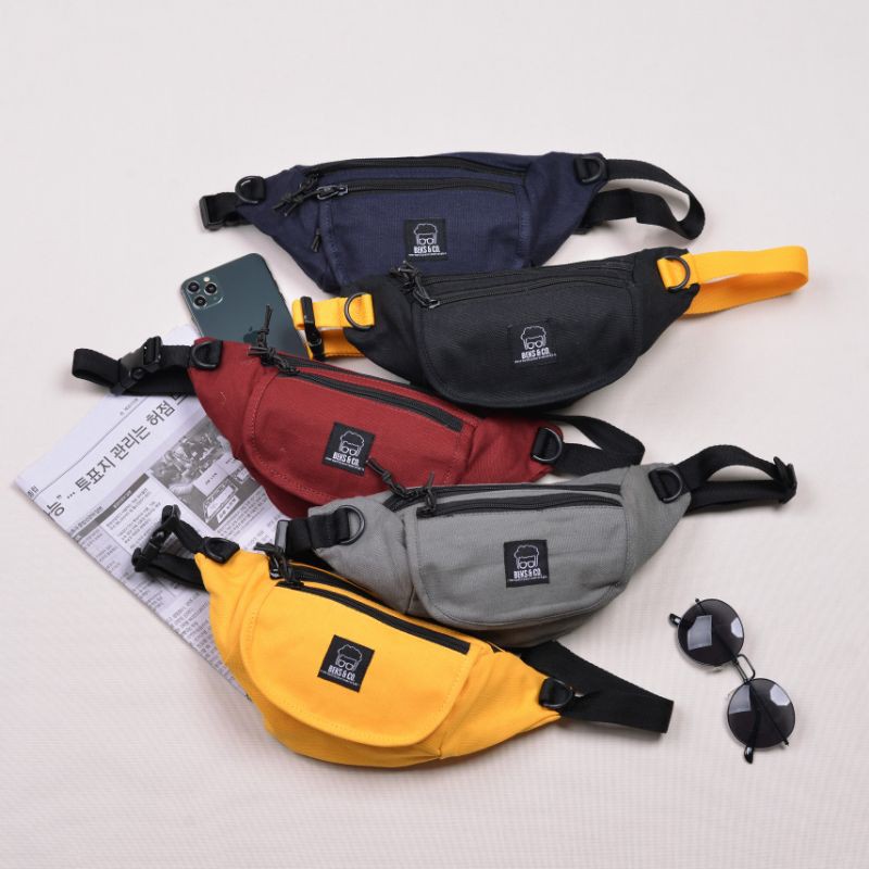 Waistbag Tas pinggang slempang small canvas/ kantong Tas pinggang pria/wanita