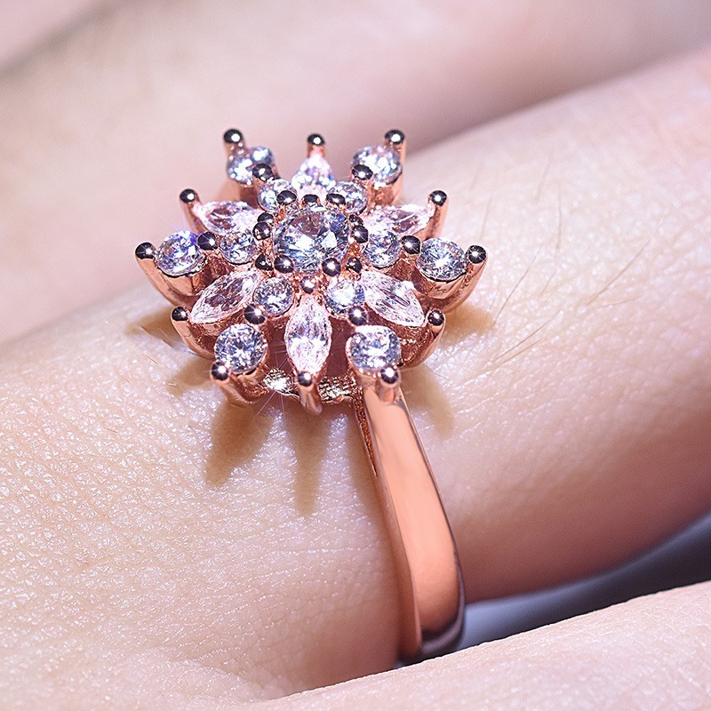 [Ready Stock]New Creative Diamond Ring Female Rose Gold