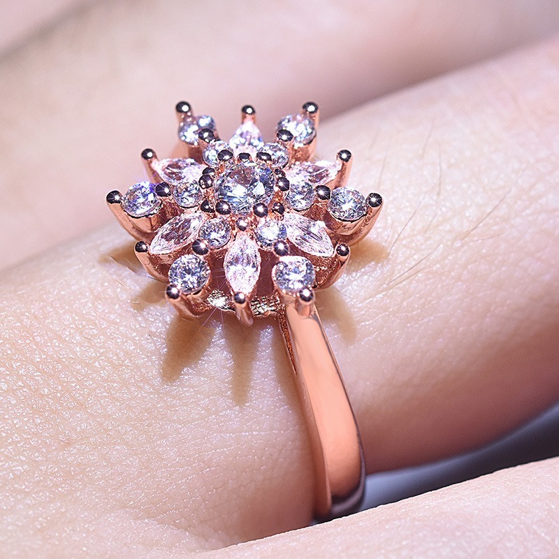 [Ready Stock]New Creative Diamond Ring Female Rose Gold