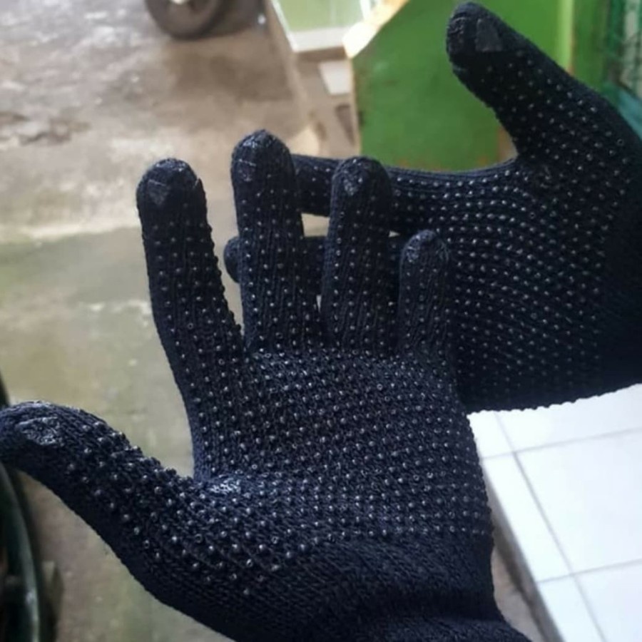 sarung tangan anti slipp hitam polos/sarung tangan motor/sarung tangan proyek