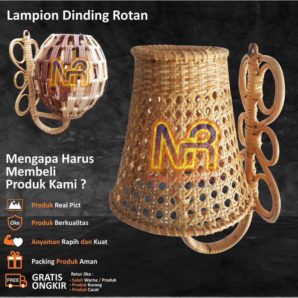 Kap Lampion Rotan Lampu  Hias  Dinding Kamar Tidur Ruang 