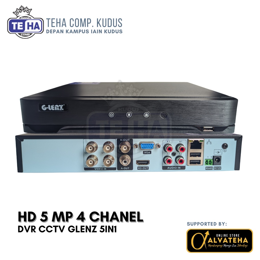DVR CCTV HD 5MP GLENZ 5in1 16 Channel 8 Channel 4 Chanel DVR AHD 5MP - 4 CHANNEL