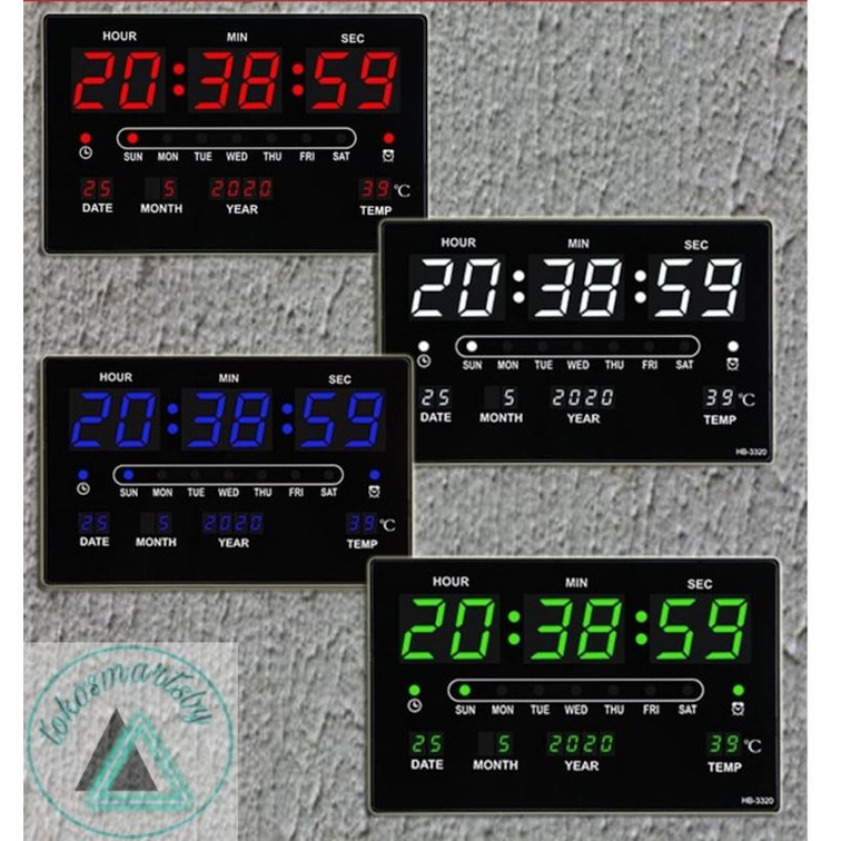 Jam Digital Dinding Dan Meja LED Clock Merah/Hijau/Biru JH 3222