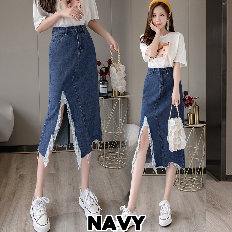 KARAKOREA - 6156 Hyuna Denim Skirt/Rok jeans wanita/Rok Jeans Korea/Rok wanita-1