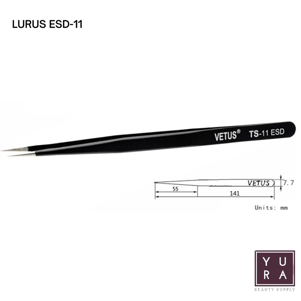 Tweezer vetus Hitam / Pinset BLACK For Eyelash Extention ORIGINAL lurus dan bengkok