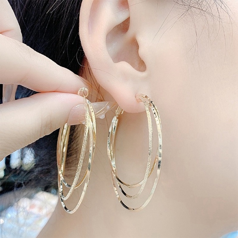 Anting Sterling Silver 925 18K Gold 3 Lapis Untuk Hadiah Valentine