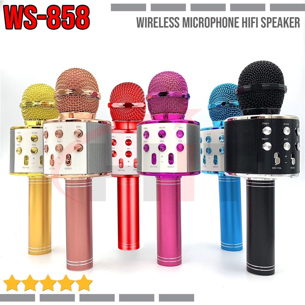 Speaker Microphone Karaoke Mikrofon Wireless Bluetooth WSTER WS-858 Mic Smule