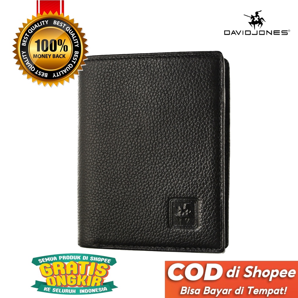 TOKOKOE - Dompet Pria model Berdiri bahan Kulit Premium Dompet Lipat - David Jones 101 Black