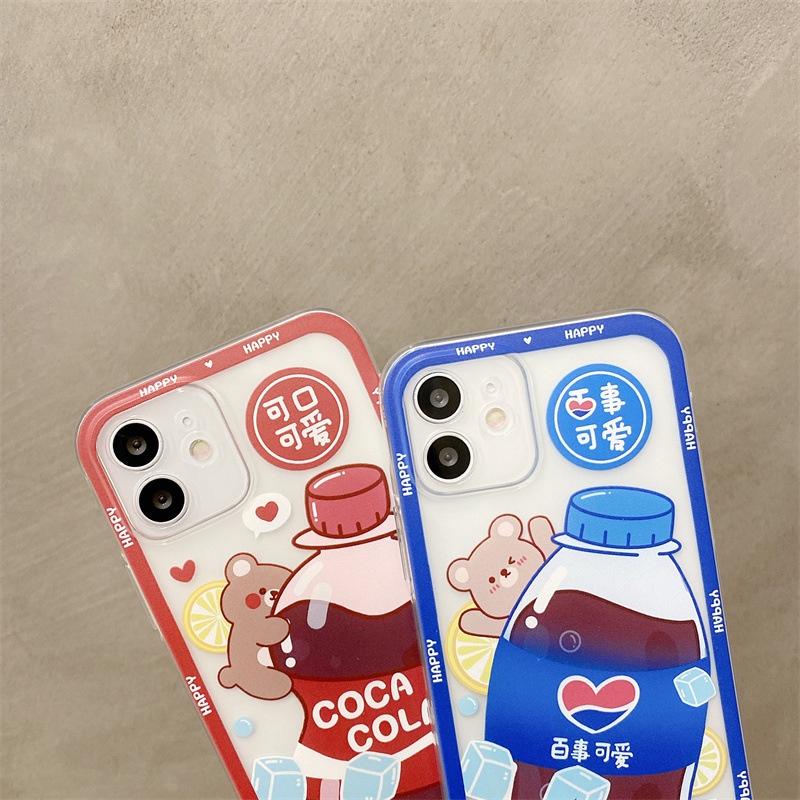 Soft Case Transparan Motif Cola Kartun Untuk Iphone 6 6s 7 8 PLUS XR XS 11 12 13 MINI PRO MAX SE 2020