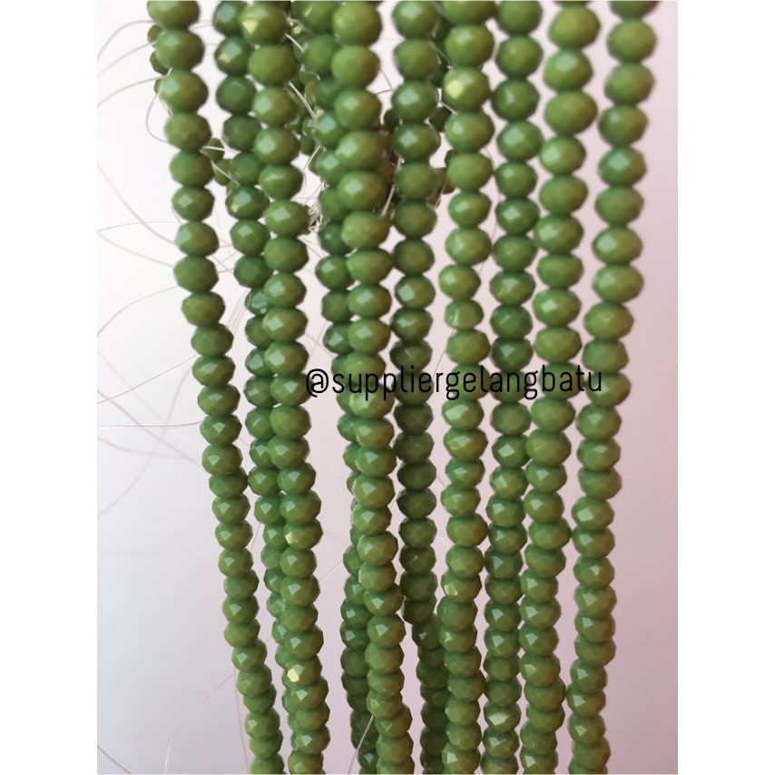 Crystal Ceko Doft 4mm Hijau Green Bahan Craft Beads Manik Donat Rondel aksesoris bahan craft beads