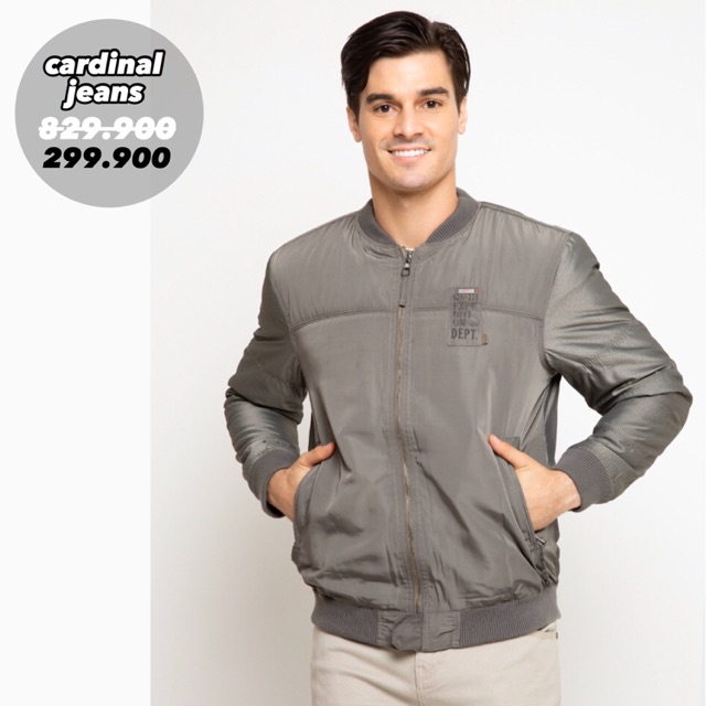 Cardinal Casual Jaket Pria Bomber Patch