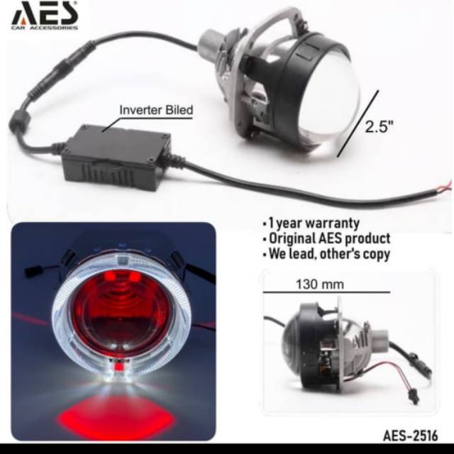 projector aes biled morimoto 2.5 inchi paket shroud b1 ae kristal / projie motor mobil