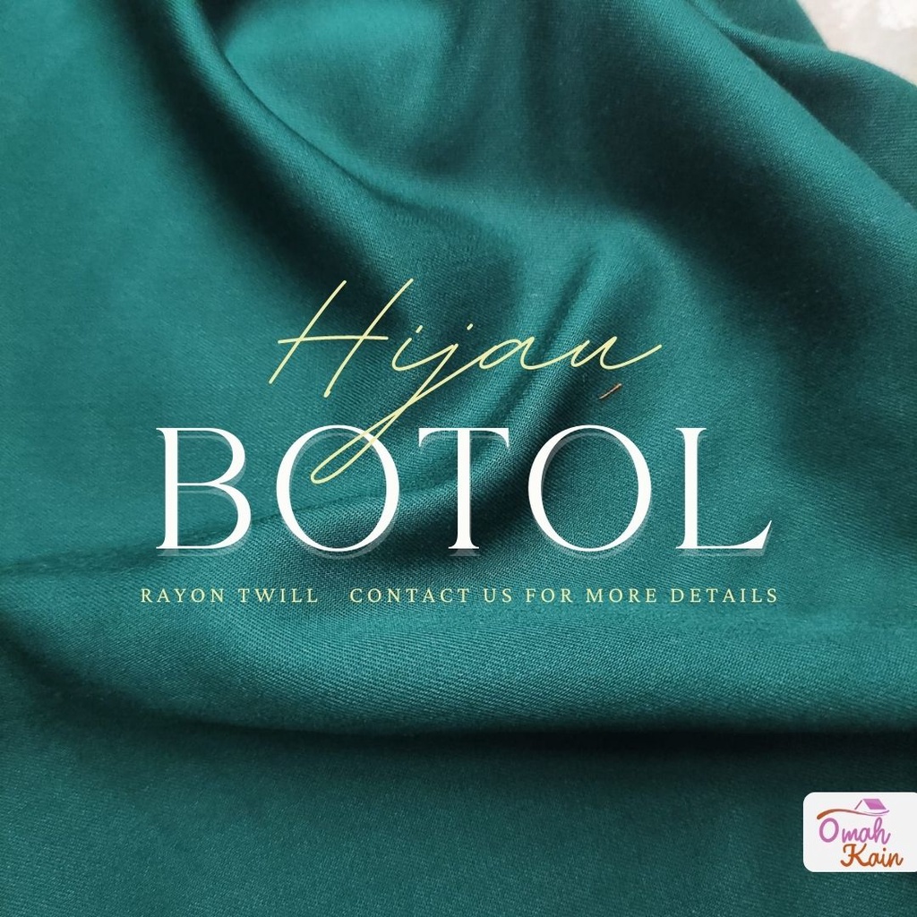 KAIN RAYON TWILL VISCOSE (100% rayon, jatuh, adem, tebal, lembut dan tidak berbulu) #omah kain-Hijau Botol