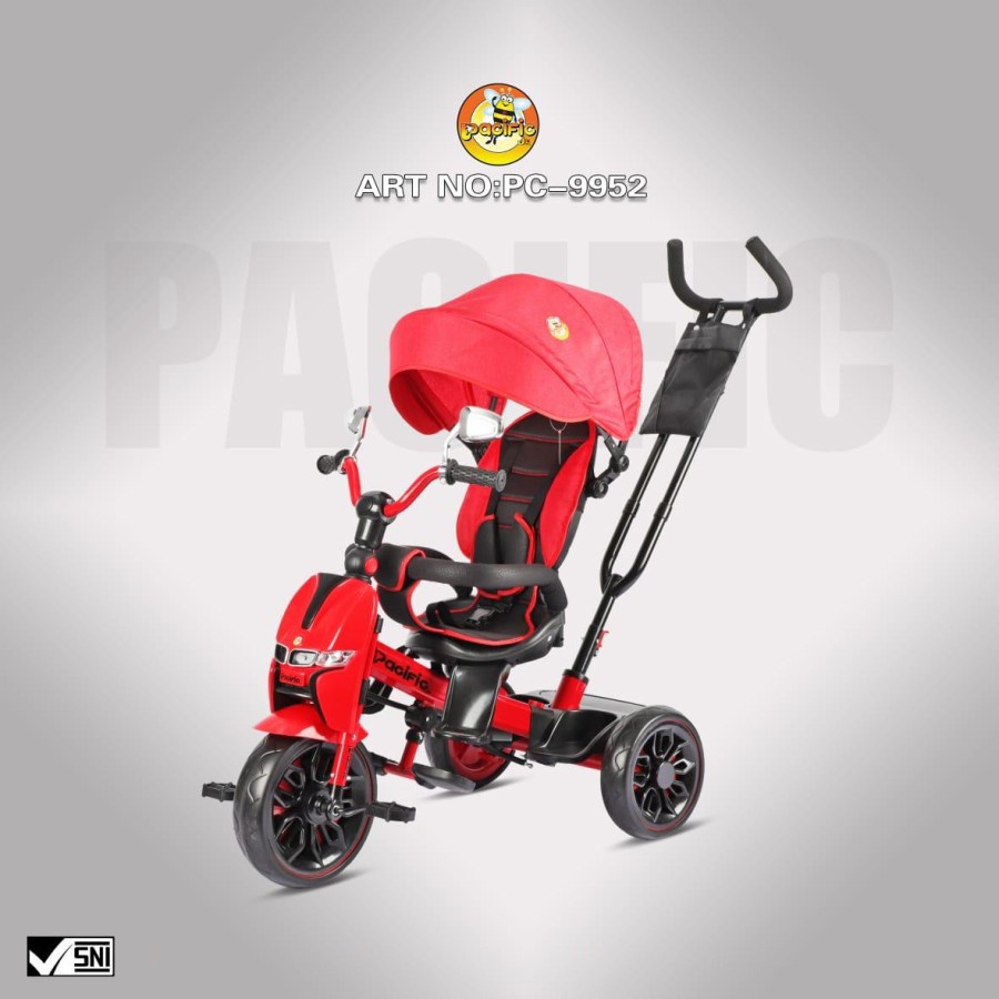 Sepeda Anak Bayi Balita Dorong Roda 3 Tricycle Pacific PC 9952 Kursi Bisa diputar-3