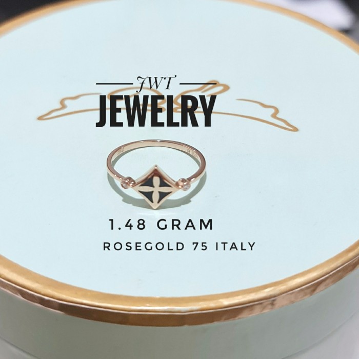 CINCIN EMAS FASHION LV BLACK CLOVER DAINTY ORI ITALY