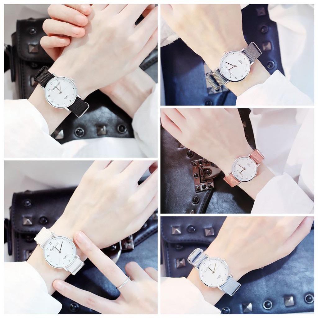 BAJ Jam Tangan Wanita Analog Quartz Casual Simple CandyCat Chic Strap Nylon Kanvas Fashion Watch JF070