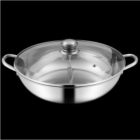 KINDSTORE❤ | PANCI SHABU - SHABU HOTPOT 2 SEKAT 30 CM - STAINLESS STEEL HOT POT WITH GLASS COVER