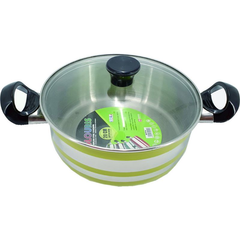 MASPION MAXIM Panci Dutch Oven Stainless 20 cm COLOURIS Skyline Maxim DENGAN TUTUP KACA  WARNA RANDOM  MAXIM COLOURIS SKYLINE STAINLESS STEEL PANCI SAUCEPOT DUCTH OVEN 20 CM