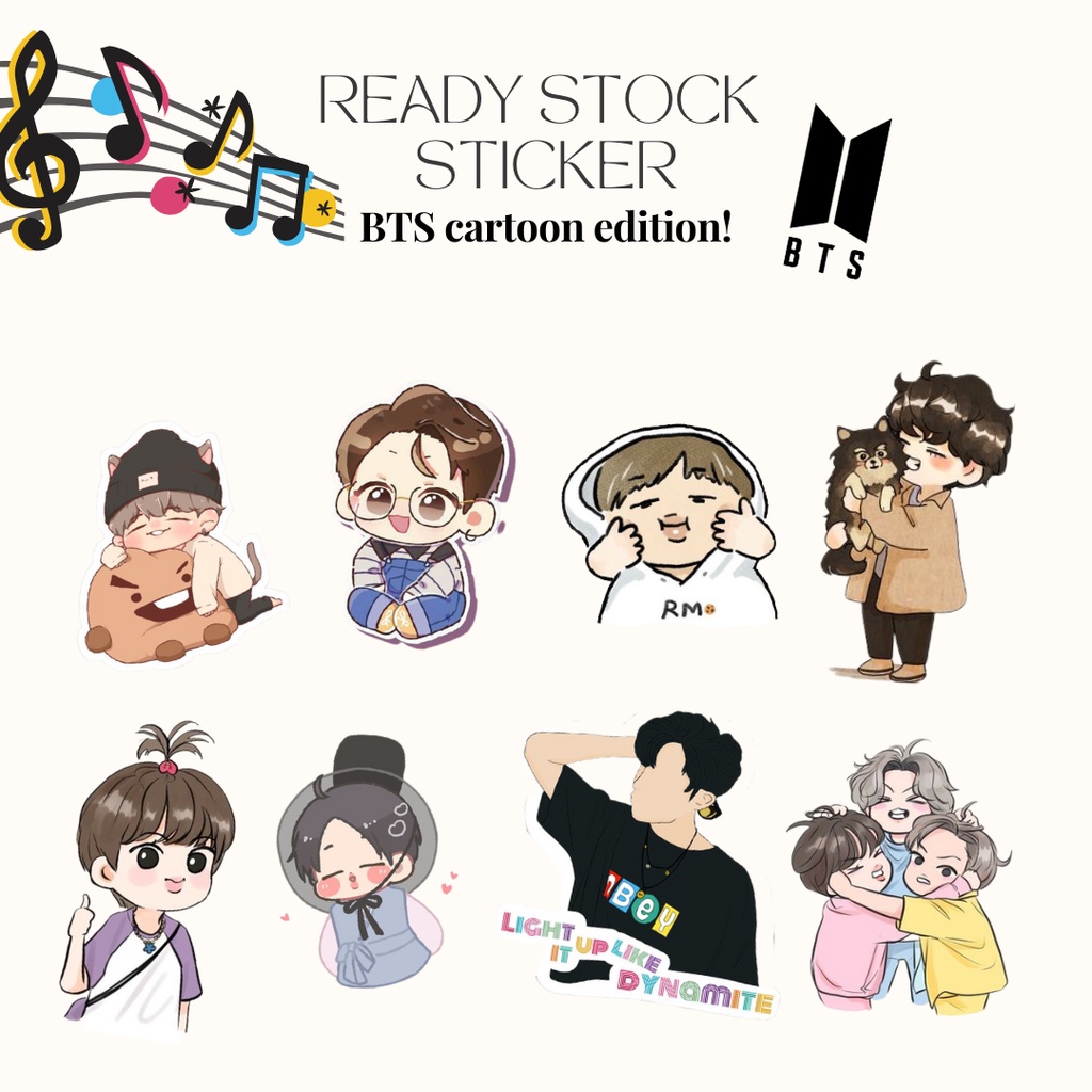 

[BUY 3 GET 1] STICKER BTS Kartun HP/Tumbler/Laptop/Binder Stiker Murah Berkualitas