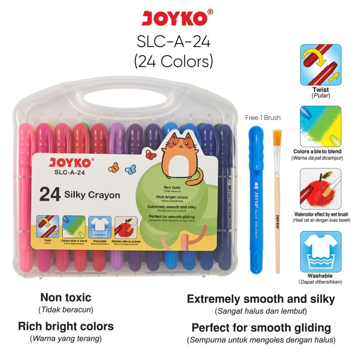 

Silky Crayon Krayon Halus Joyko SLC-A-24 24 Warna Colors