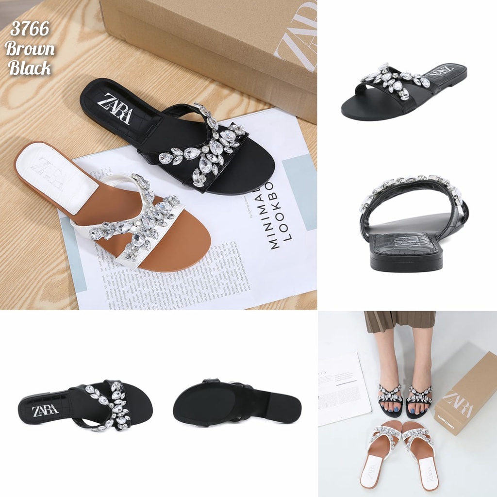 Note&quot; WAJIB UP 1SIZE&quot;  SANDAL WANITA IMPORT TERMURAH FLAT ZR DIAMOND.  KODE: 3766