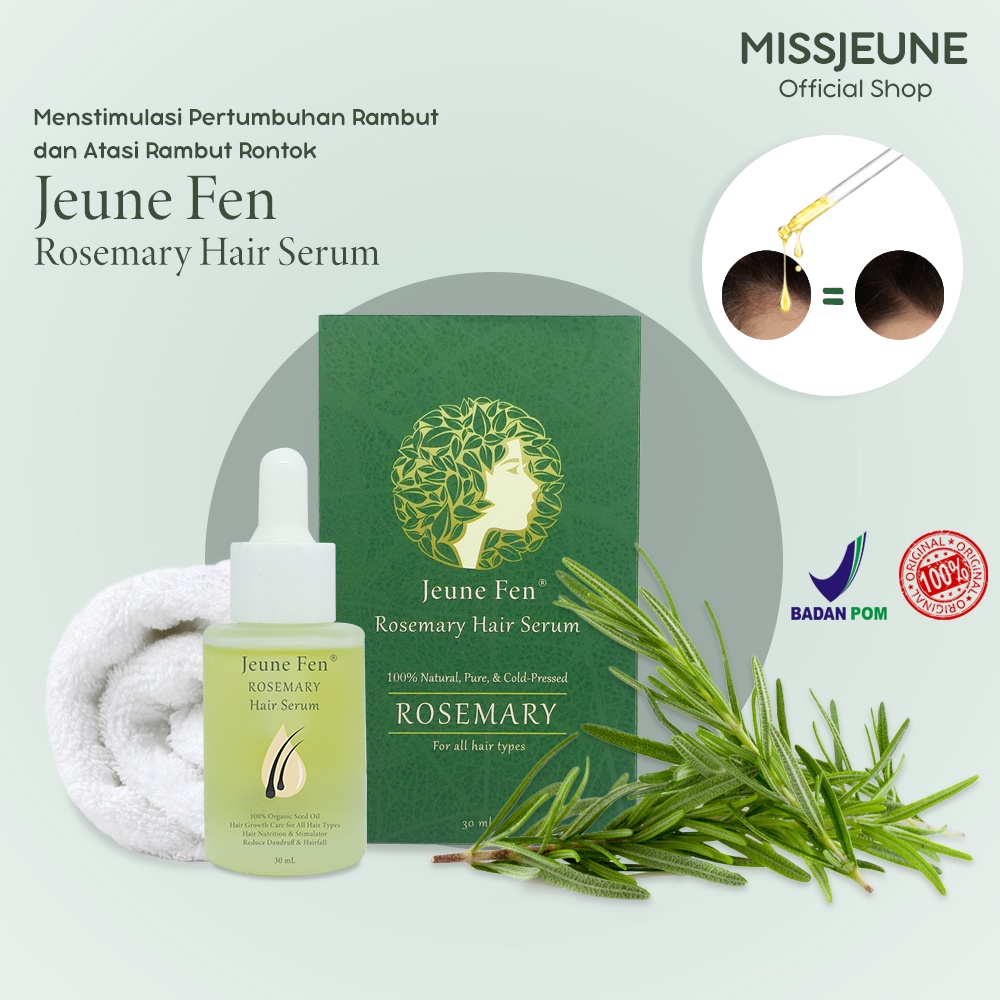 BPOM JEUNE FEN Rosemary Hair Grow Growth Care Serum 100% Natural Oil Penumbuh Rambut 30ml