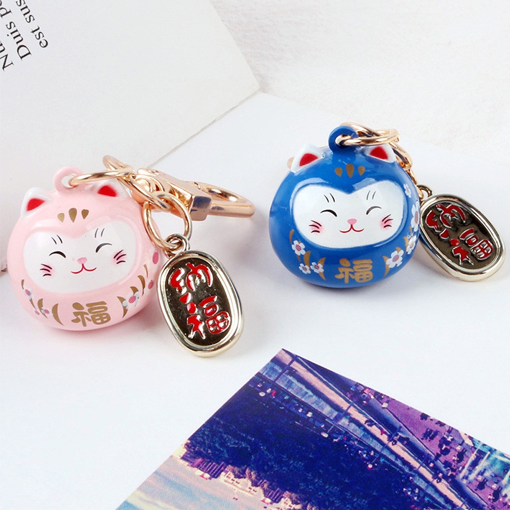 Needway  Fashion Jewelry Maneki Neko Keyrings Ornaments Gifts Pendant Lucky Cat Keychains New Cute Silicone Charm Cartoon Door Key Bag Decoration/Multicolor